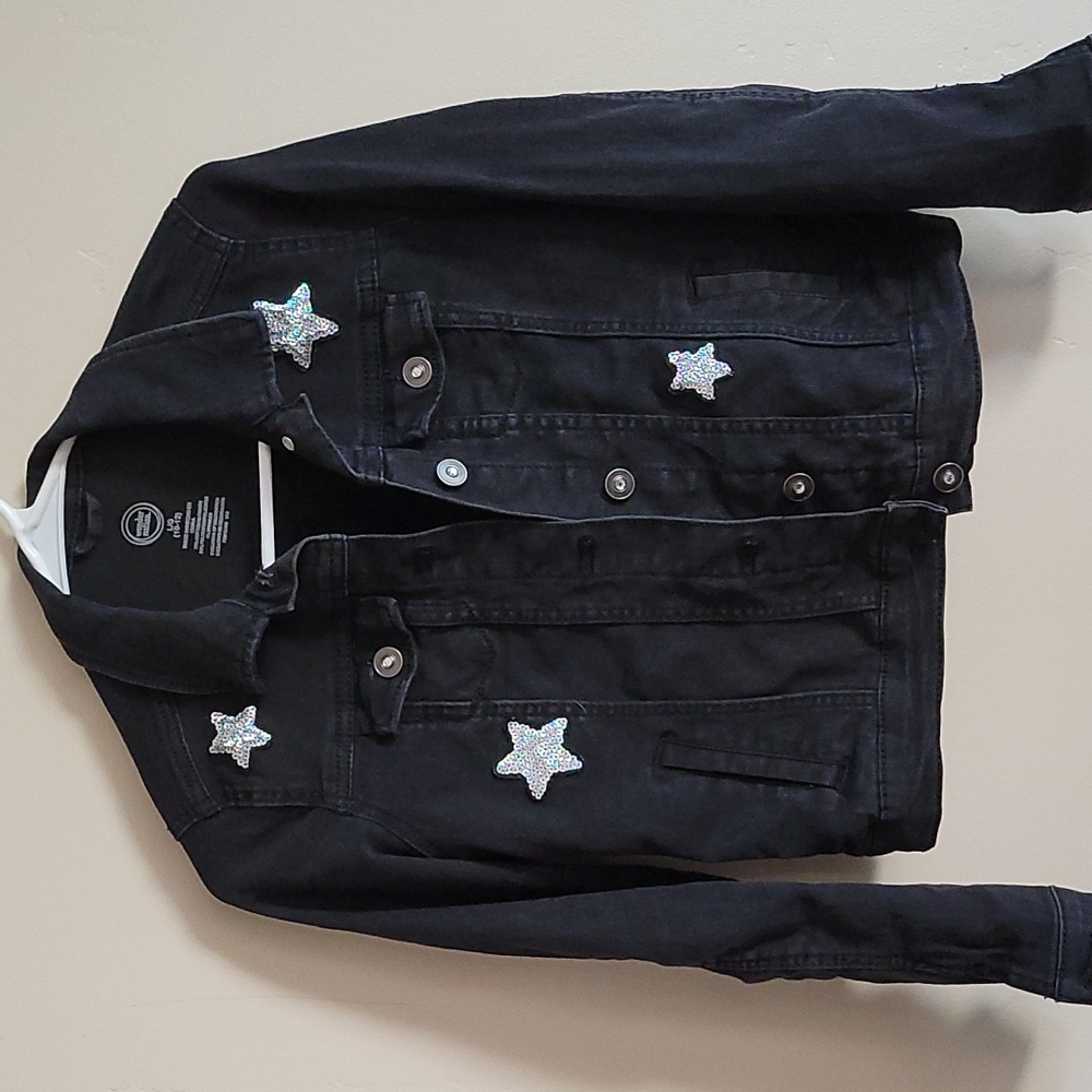 Junior black denim jacket